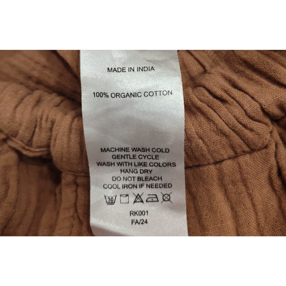 Quince Cotton Brown Gauze Drawstring Pull On Women's Pants Size Small - Picture 3 of 5